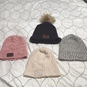 Love Your Melon Knitted Beanies with Furry Pom-Pom
Lot of 4 Hats
